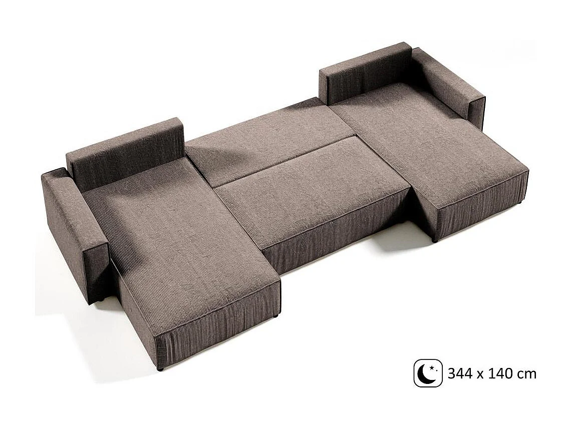 CANAPE Parys U avec fonction sommeil marron