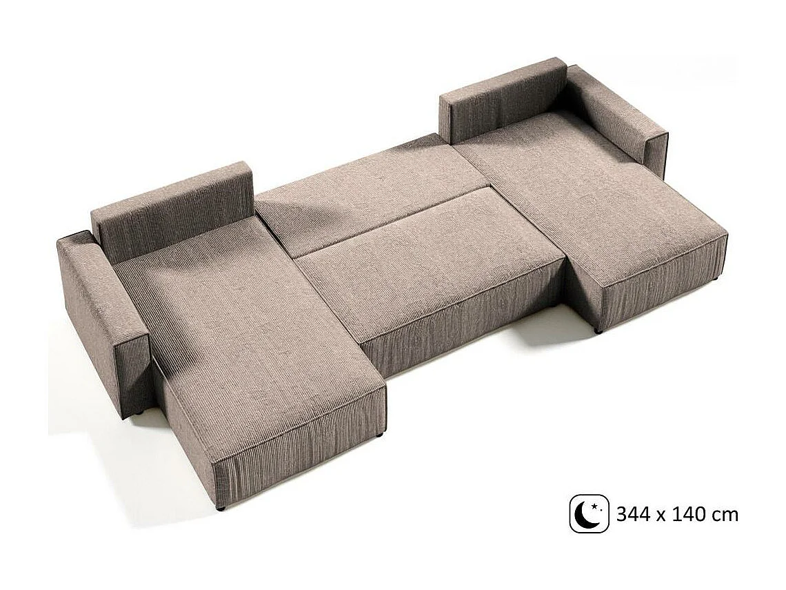 CANAPE Parys U avec fonction sommeil beige