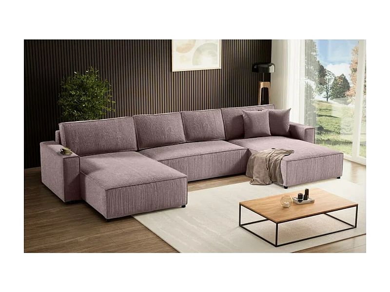 CANAPE Parys U avec fonction sommeil rose