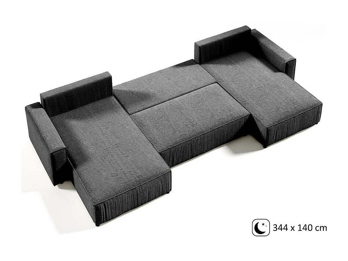 WOHNLANDSCHAFT Parys U mit Schlaffunktion dunkelgrau