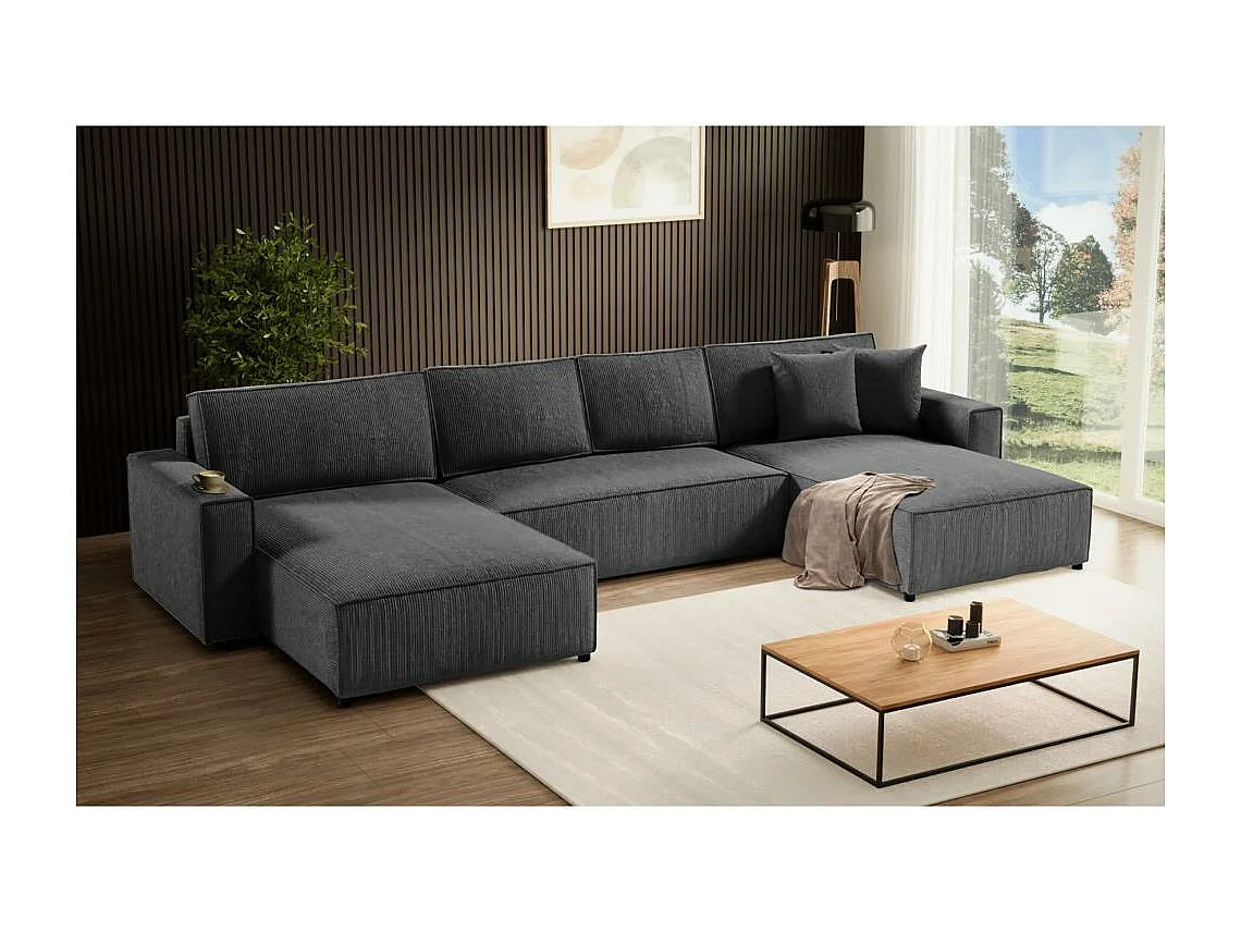 WOONLANDSCHAP Parys U met slaapfunctie donkergrijs