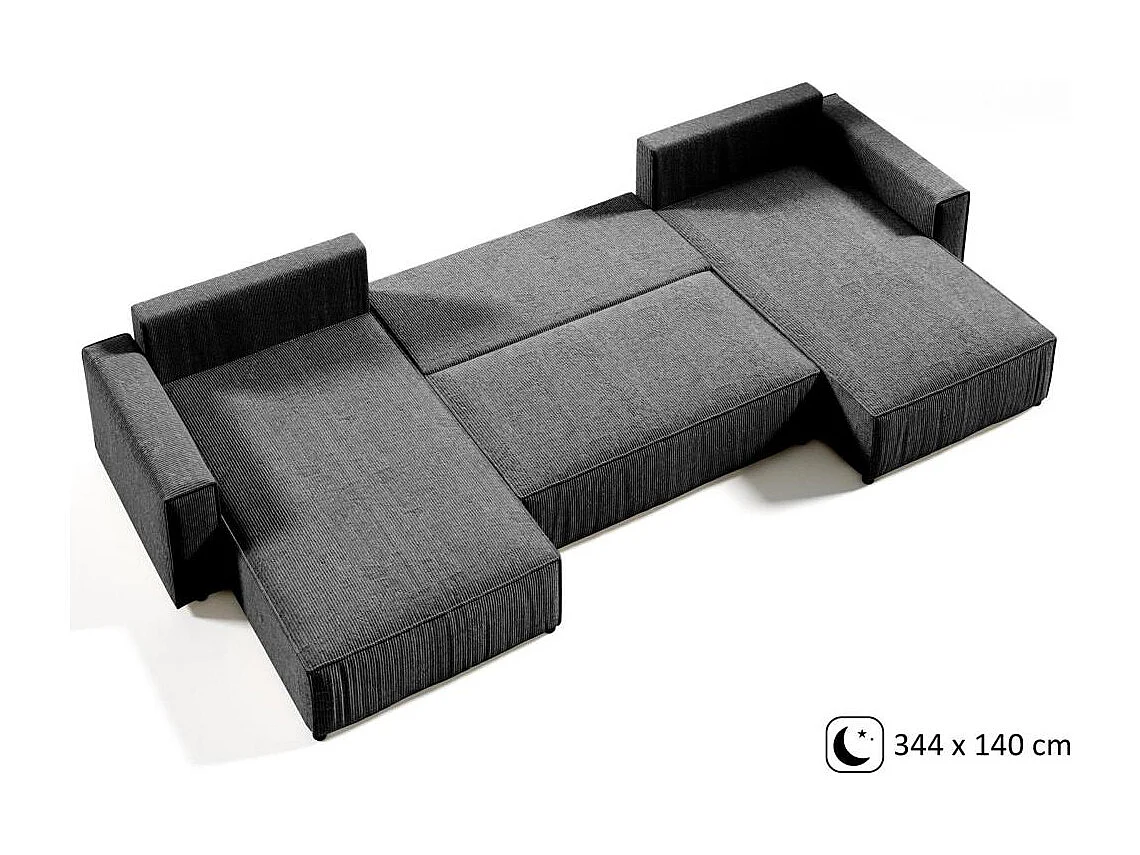 WOONLANDSCHAP Parys U met slaapfunctie donkergrijs