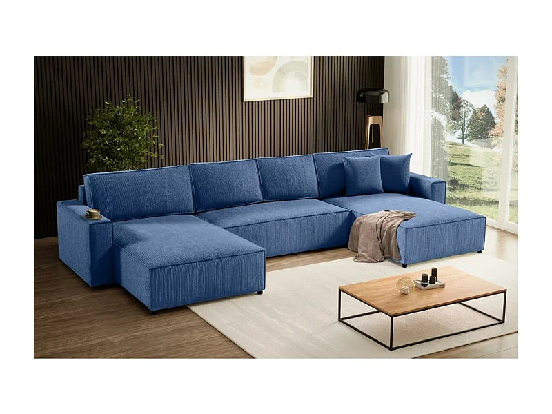 WOHNLANDSCHAFT Parys U mit Schlaffunktion blau