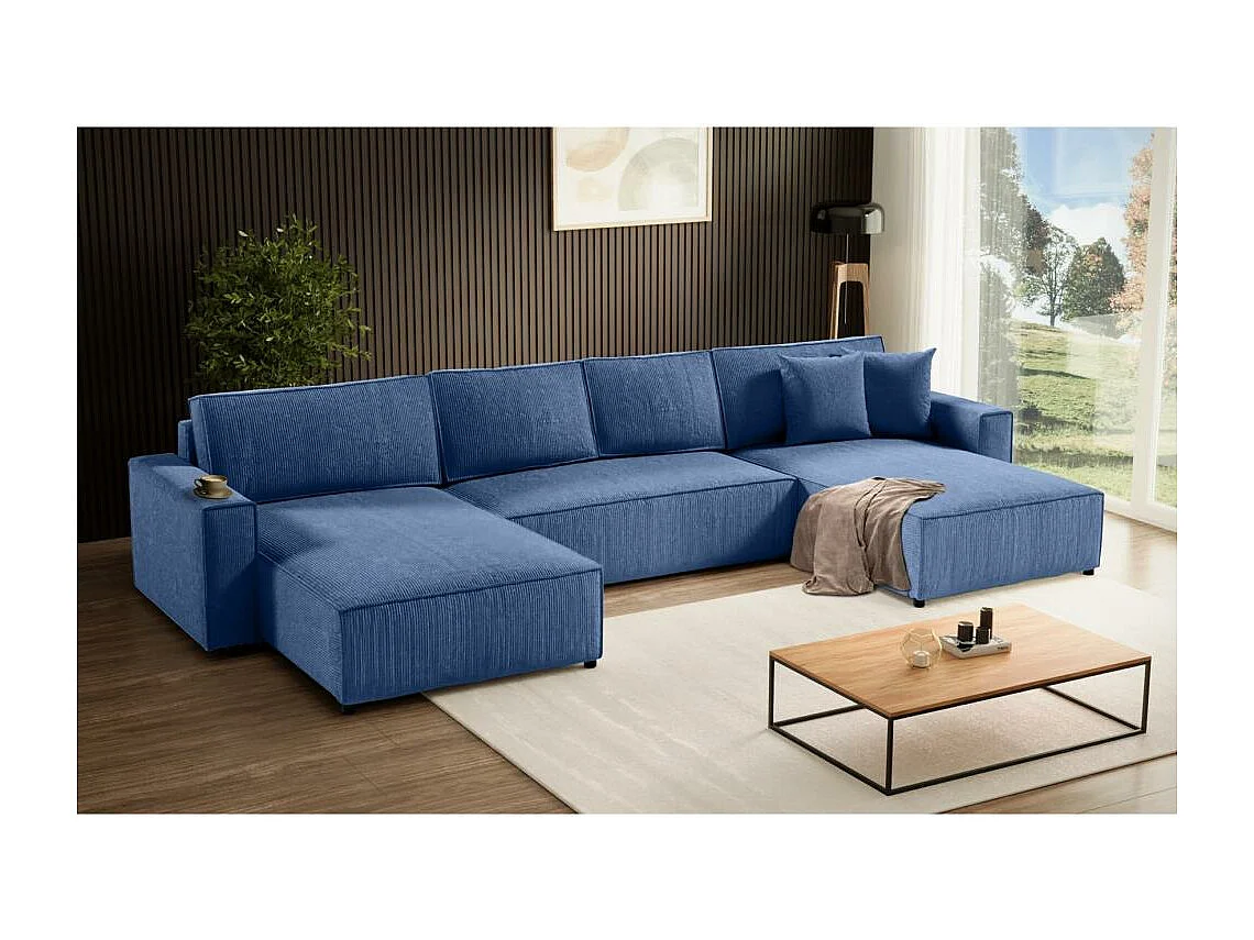 WOHNLANDSCHAFT Parys U mit Schlaffunktion blau