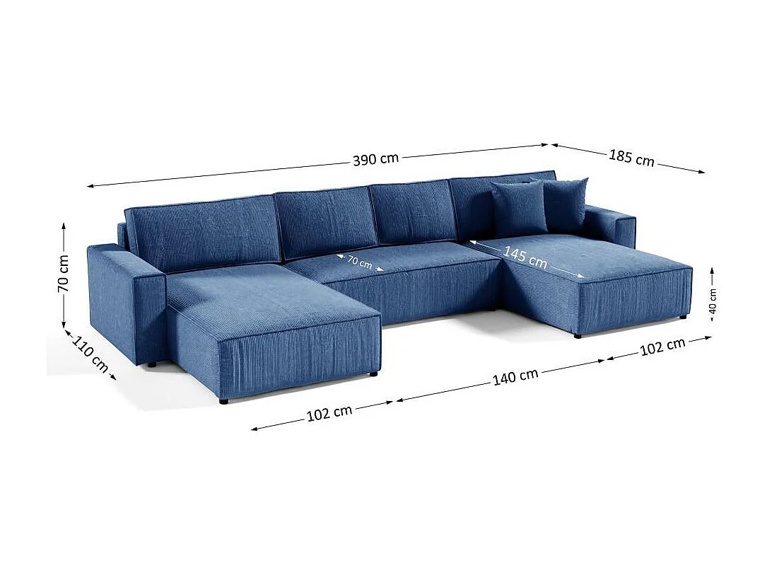 WOHNLANDSCHAFT Parys U mit Schlaffunktion blau