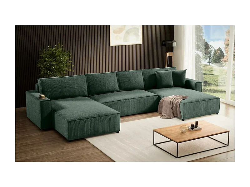 WOHNLANDSCHAFT Parys U mit Schlaffunktion grün