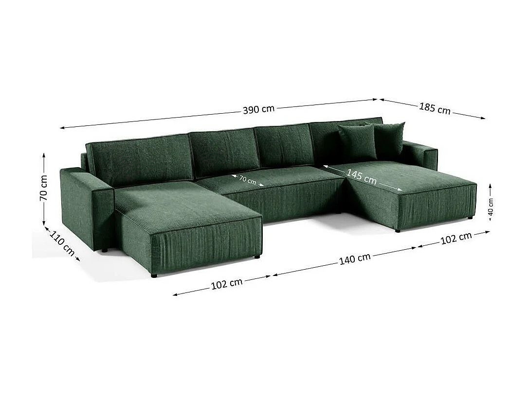 WOHNLANDSCHAFT Parys U mit Schlaffunktion grün