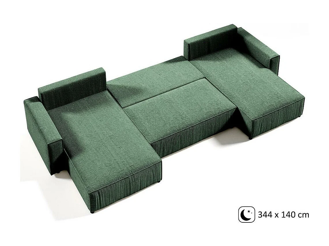 CANAPE Parys U avec fonction sommeil vert