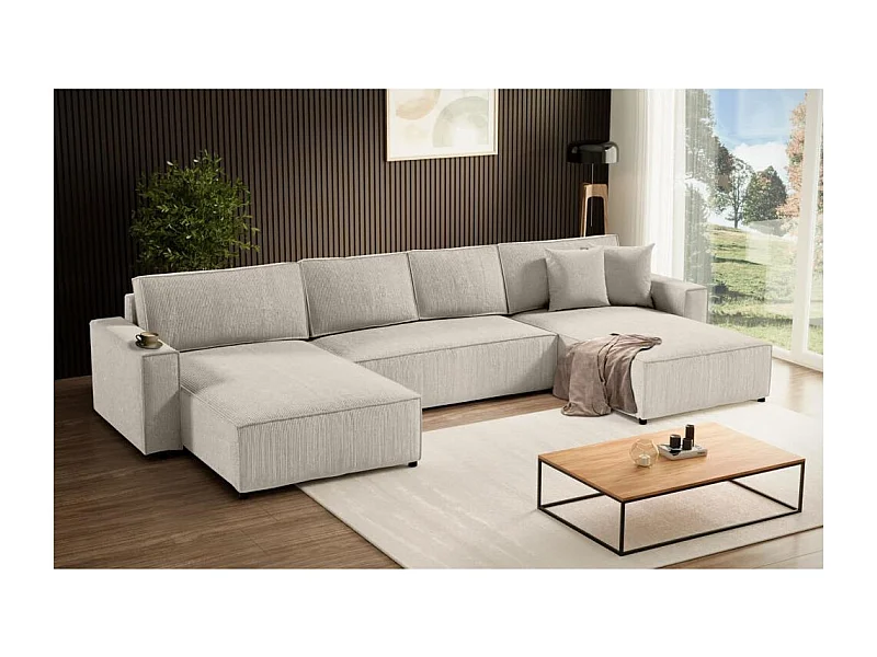 CANAPE Parys U avec fonction sommeil crème