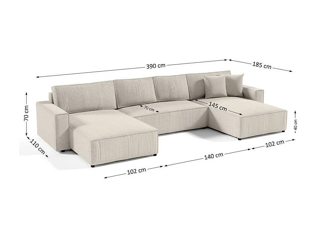 WOHNLANDSCHAFT Parys U mit Schlaffunktion creme