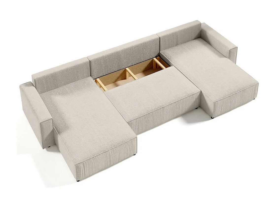 CANAPE Parys U avec fonction sommeil crème