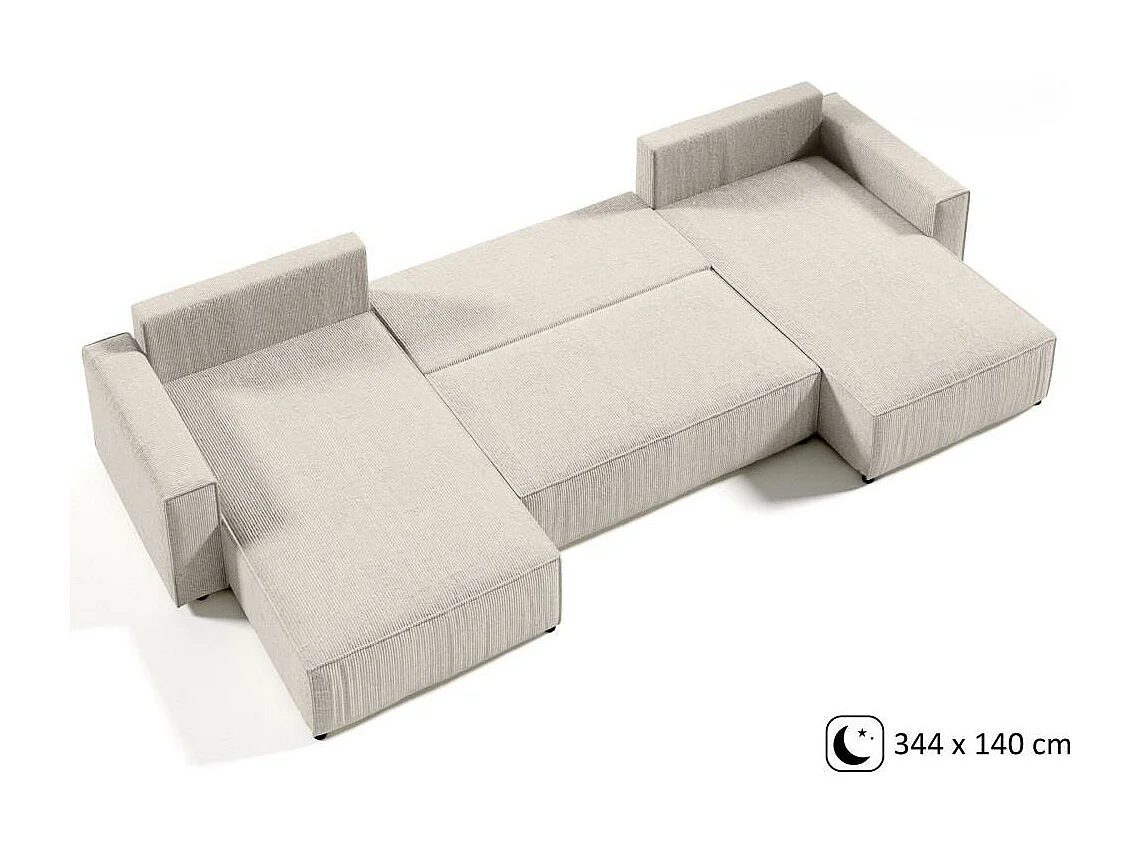 CANAPE Parys U avec fonction sommeil crème