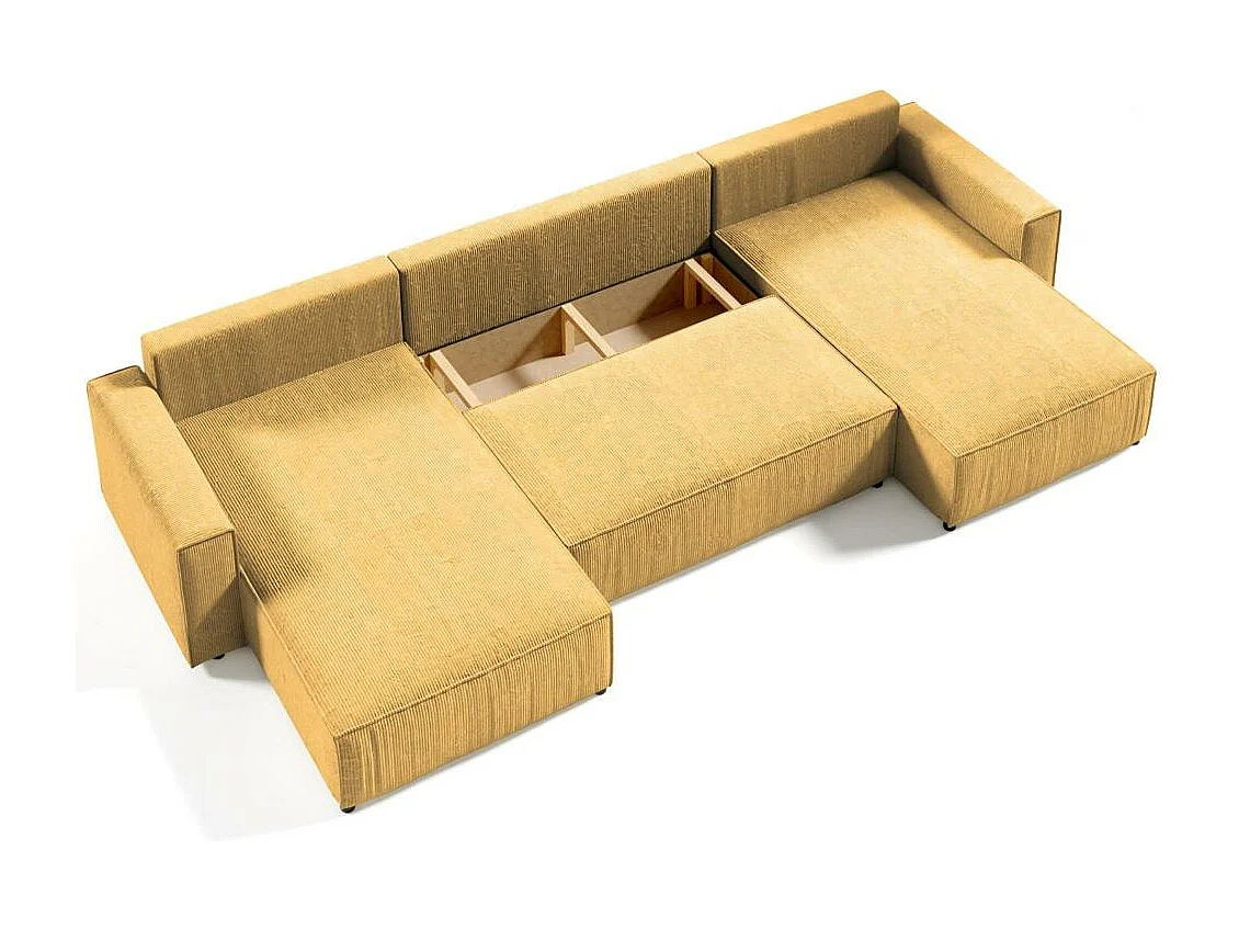 CANAPE Parys U avec fonction sommeil jaune foncé