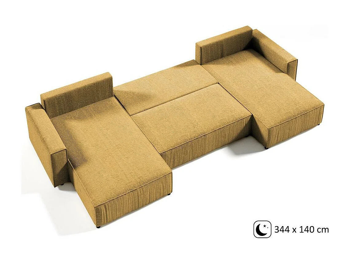 CANAPE Parys U avec fonction sommeil jaune foncé