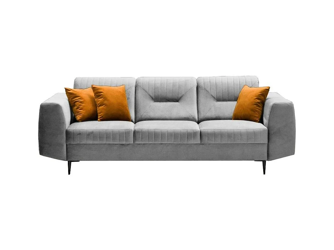 3-SITZER SOFA Venezia hellgrau mit schwarzen Beinen