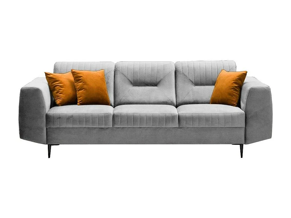 CANAPE 3 PLACES Venezia gris clair avec pieds noirs