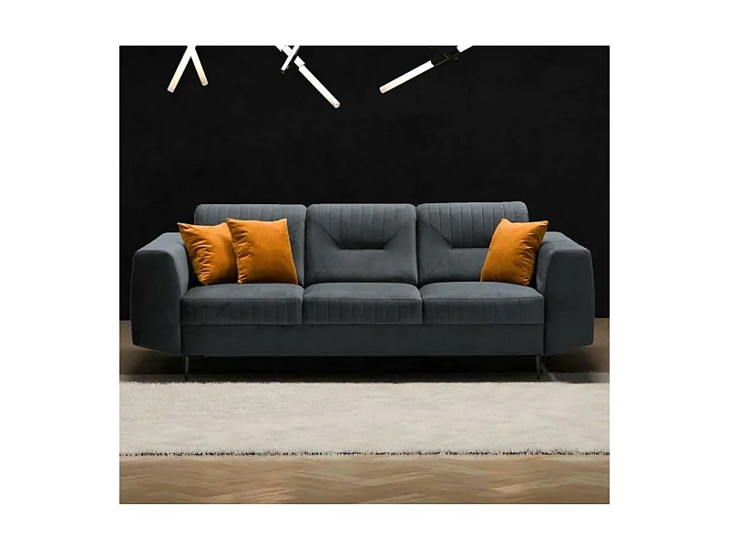 3-SITZER SOFA Venezia dunkelgrau mit schwarzen Beinen