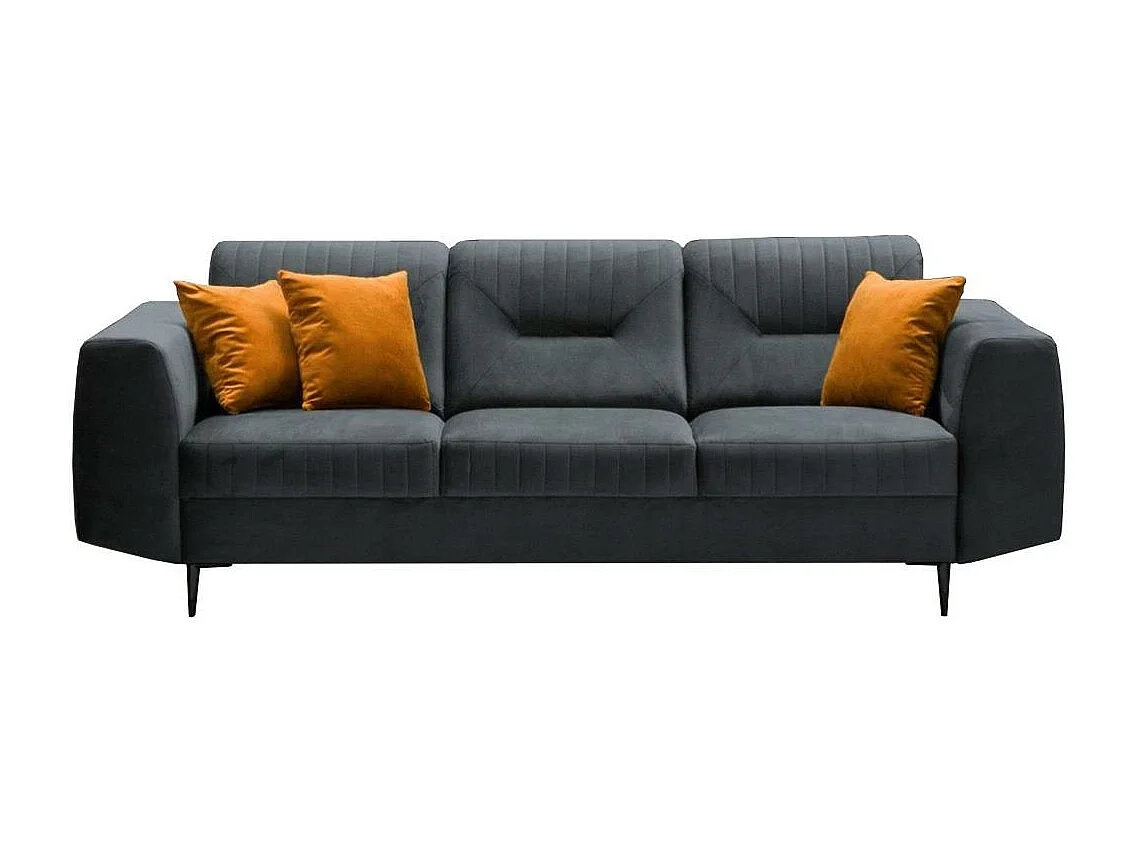 3-SITZER SOFA Venezia dunkelgrau mit schwarzen Beinen