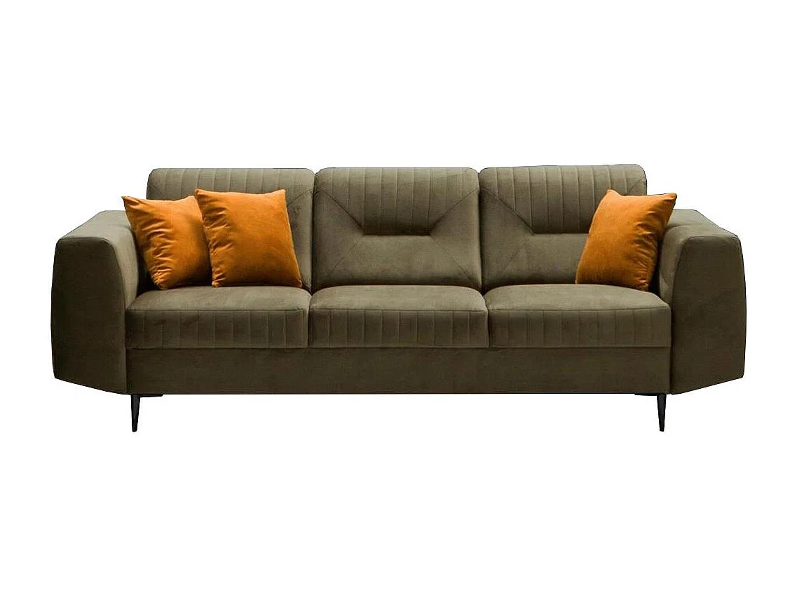 3-SITZER SOFA Venezia olivgrün mit schwarzen Beinen