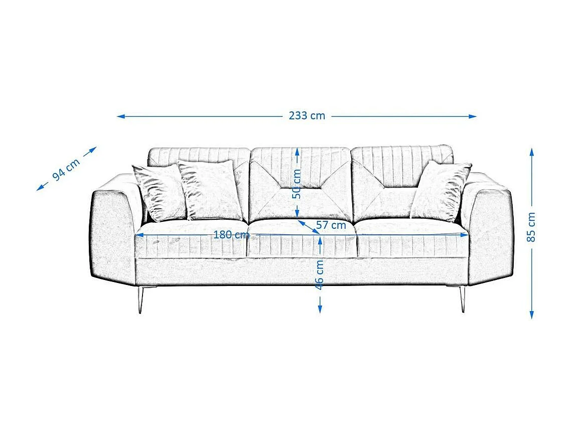3-SITZER SOFA Venezia olivgrün mit schwarzen Beinen