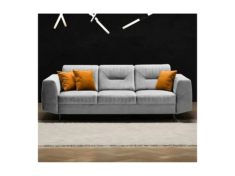 3-SITZER SOFA Venezia hellgrau mit goldenen Beinen