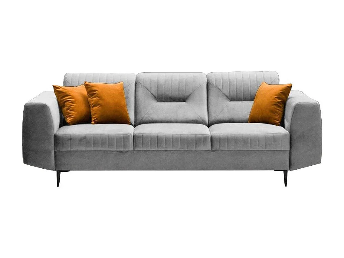 3-SITZER SOFA Venezia hellgrau mit goldenen Beinen