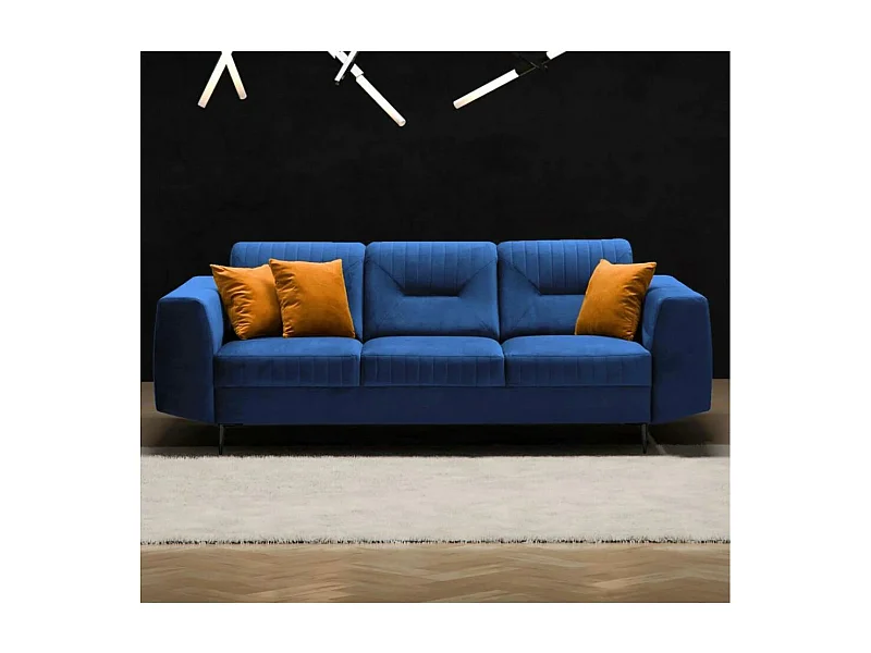 3-SITZER SOFA Venezia dunkelblau mit schwarzen Beinen