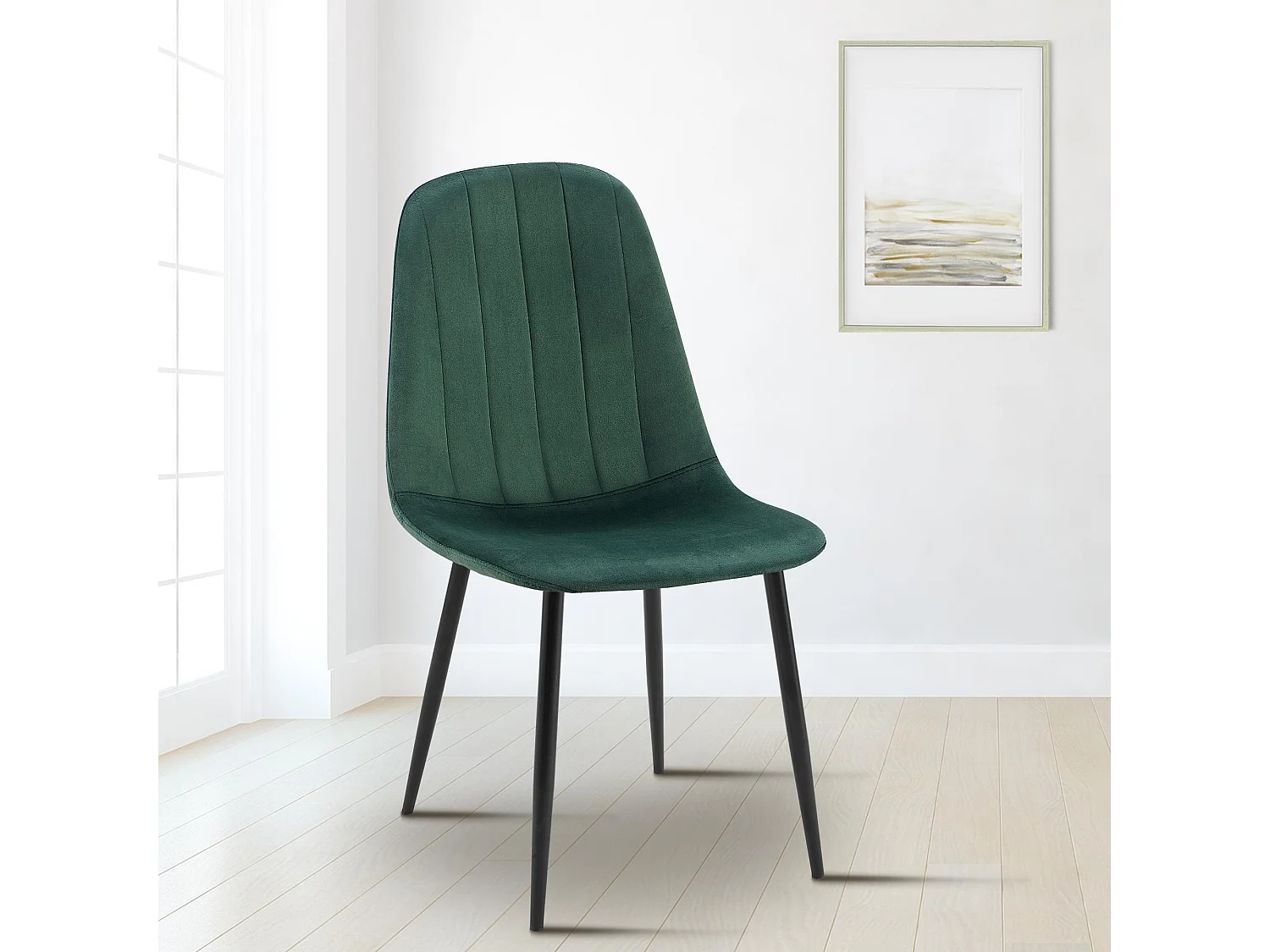 Lot de 4  chaise salle à manger - Velours - Vert - Baxter