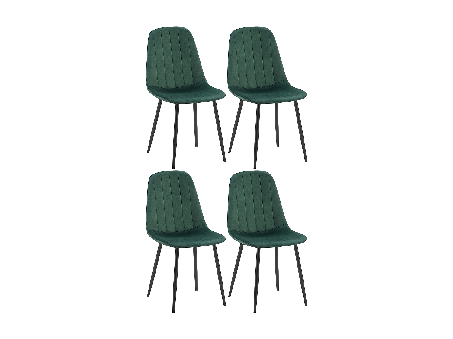 Lot de 4  chaise salle à manger - Velours - Vert - Baxter