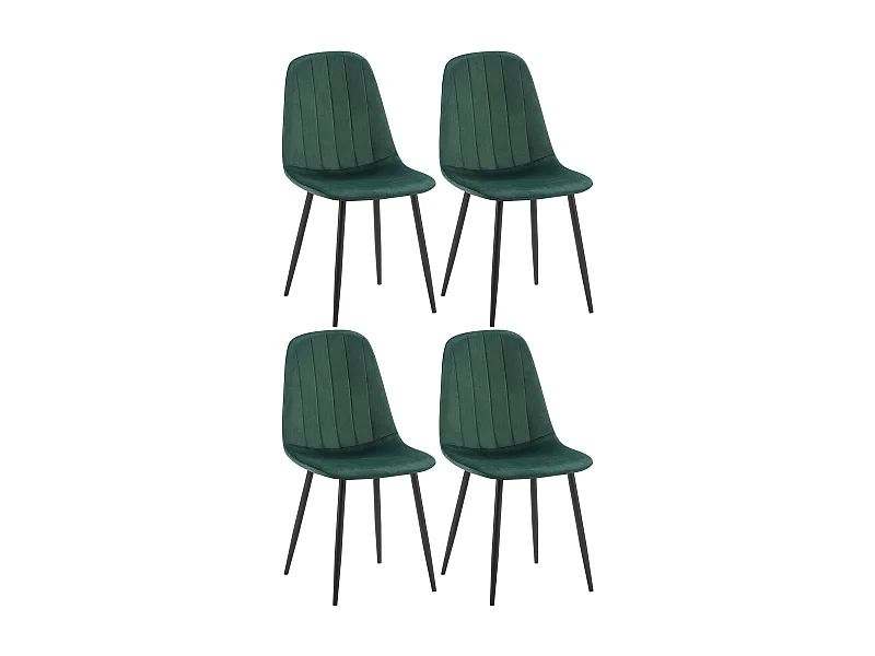 Lot de 4  chaise salle à manger - Velours - Vert - Baxter