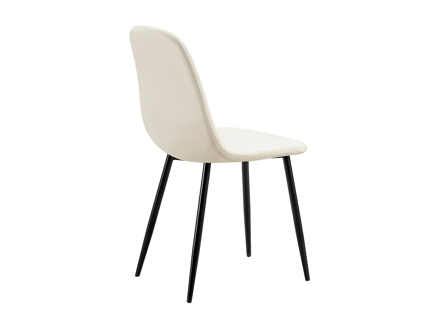 Lot de 4  chaise salle à manger - Velours - Blanc crème - Baxter