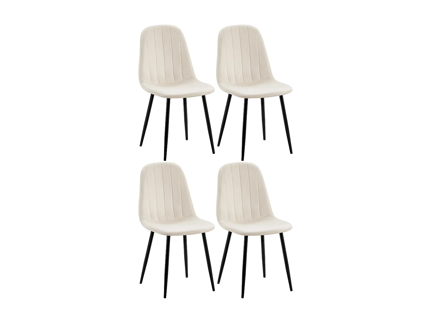 Lot de 4  chaise salle à manger - Velours - Blanc crème - Baxter