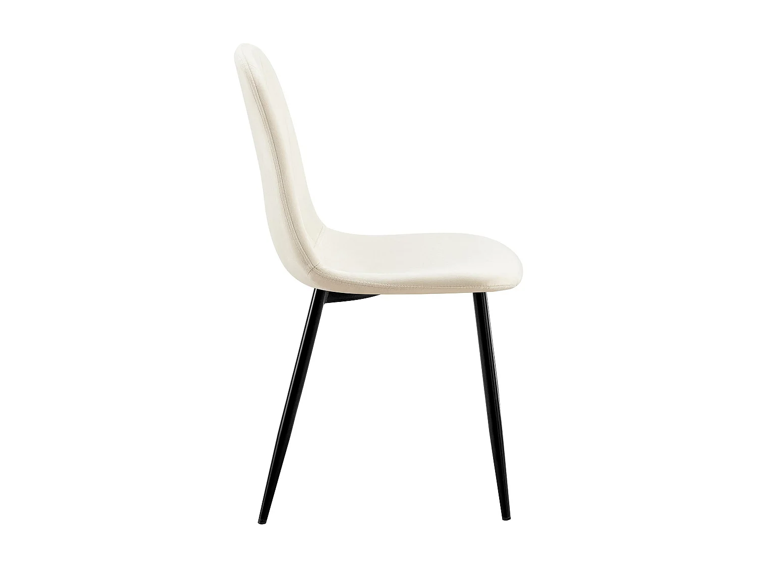 Lot de 4  chaise salle à manger - Velours - Blanc crème - Baxter