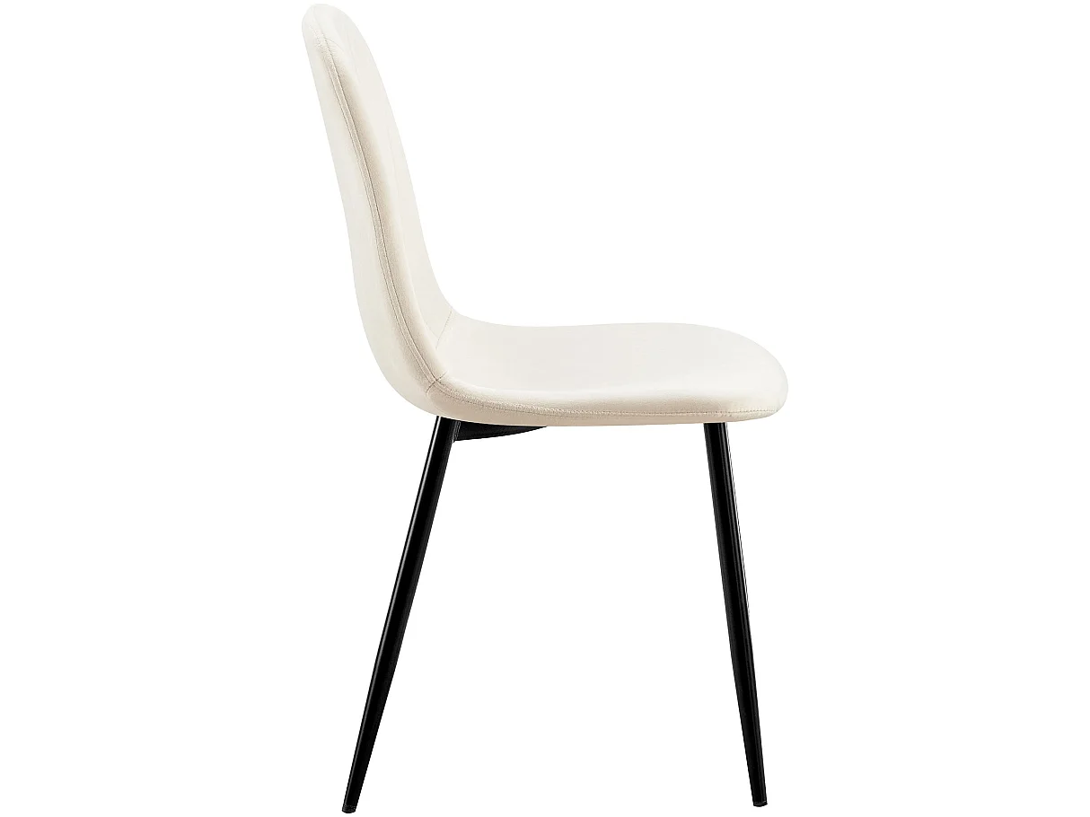 Lot de 4  chaise salle à manger - Velours - Blanc crème - Baxter