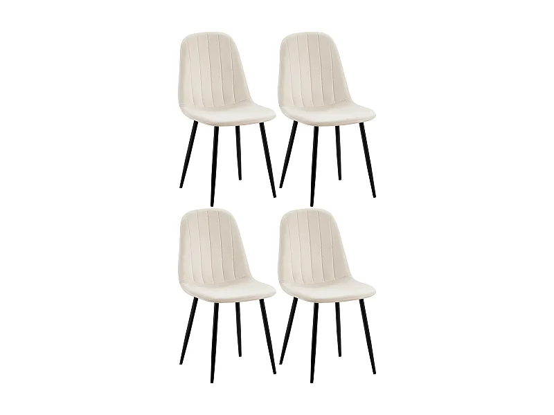 Lot de 4  chaise salle à manger - Velours - Blanc crème - Baxter