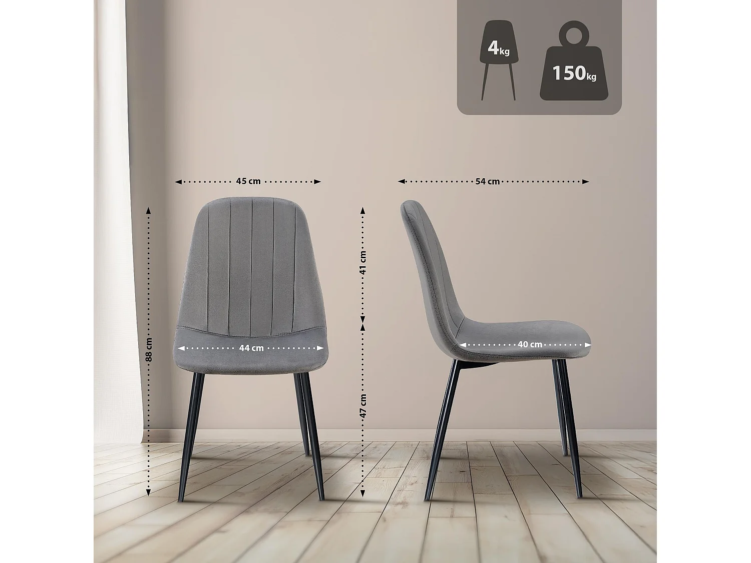 chaise salle à manger - Métal - Gris foncé - Baxter