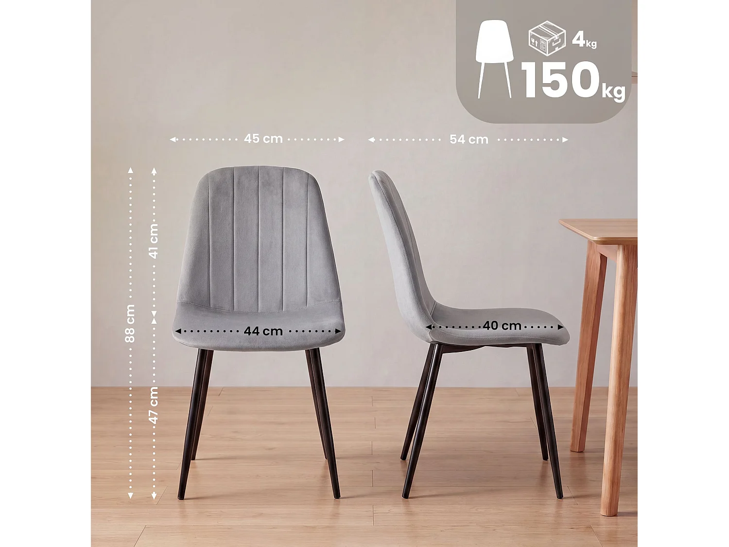 chaise salle à manger - Métal - Gris - Baxter