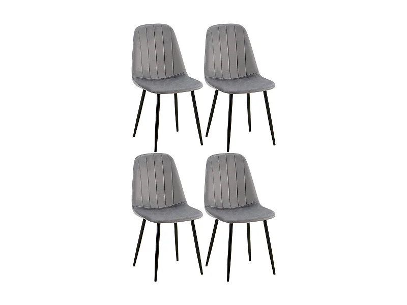 Lot de 4  chaise salle à manger - Velours - Gris foncé - Baxter