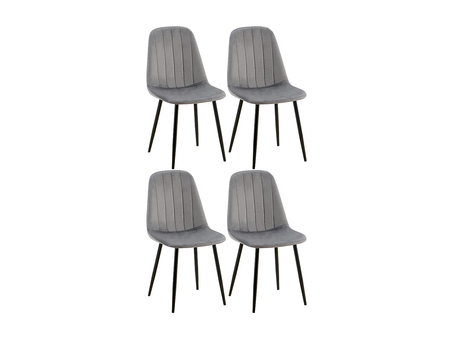 Lot de 4  chaise salle à manger - Velours - Gris foncé - Baxter