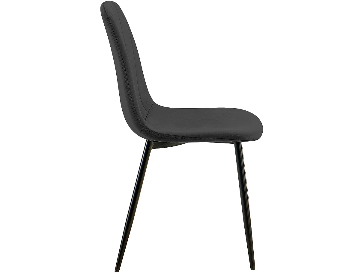 Lot de 4  chaise salle à manger - Velours - Gris foncé - Baxter
