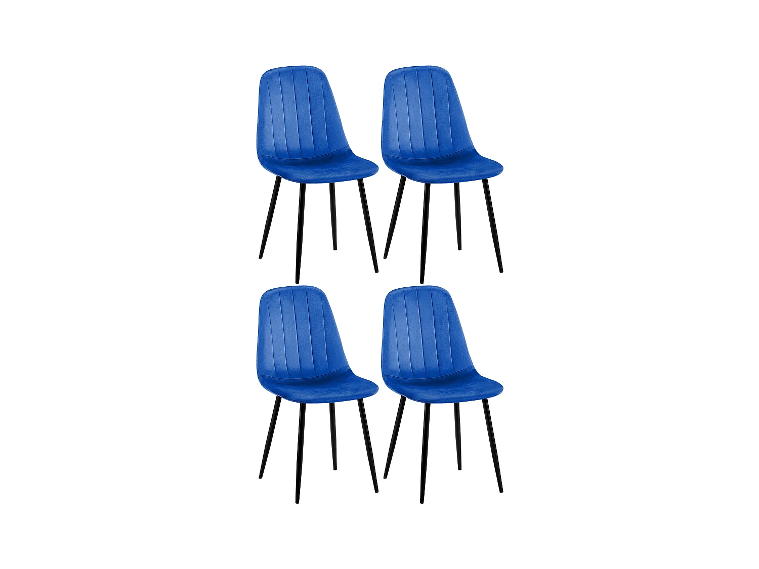 Lot de 4  chaise salle à manger - Velours - Bleu - Baxter
