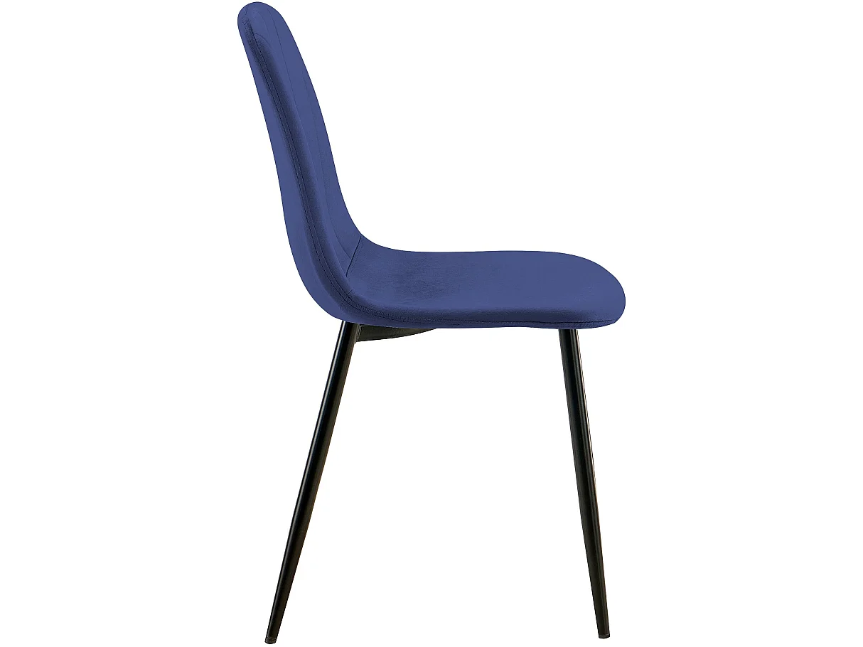 Lot de 4  chaise salle à manger - Velours - Bleu - Baxter