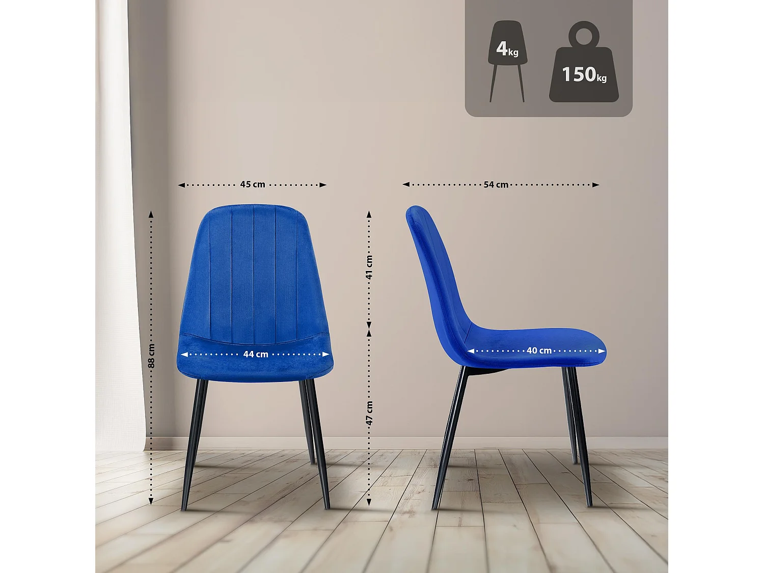 chaise salle à manger - Métal - Bleu - Baxter