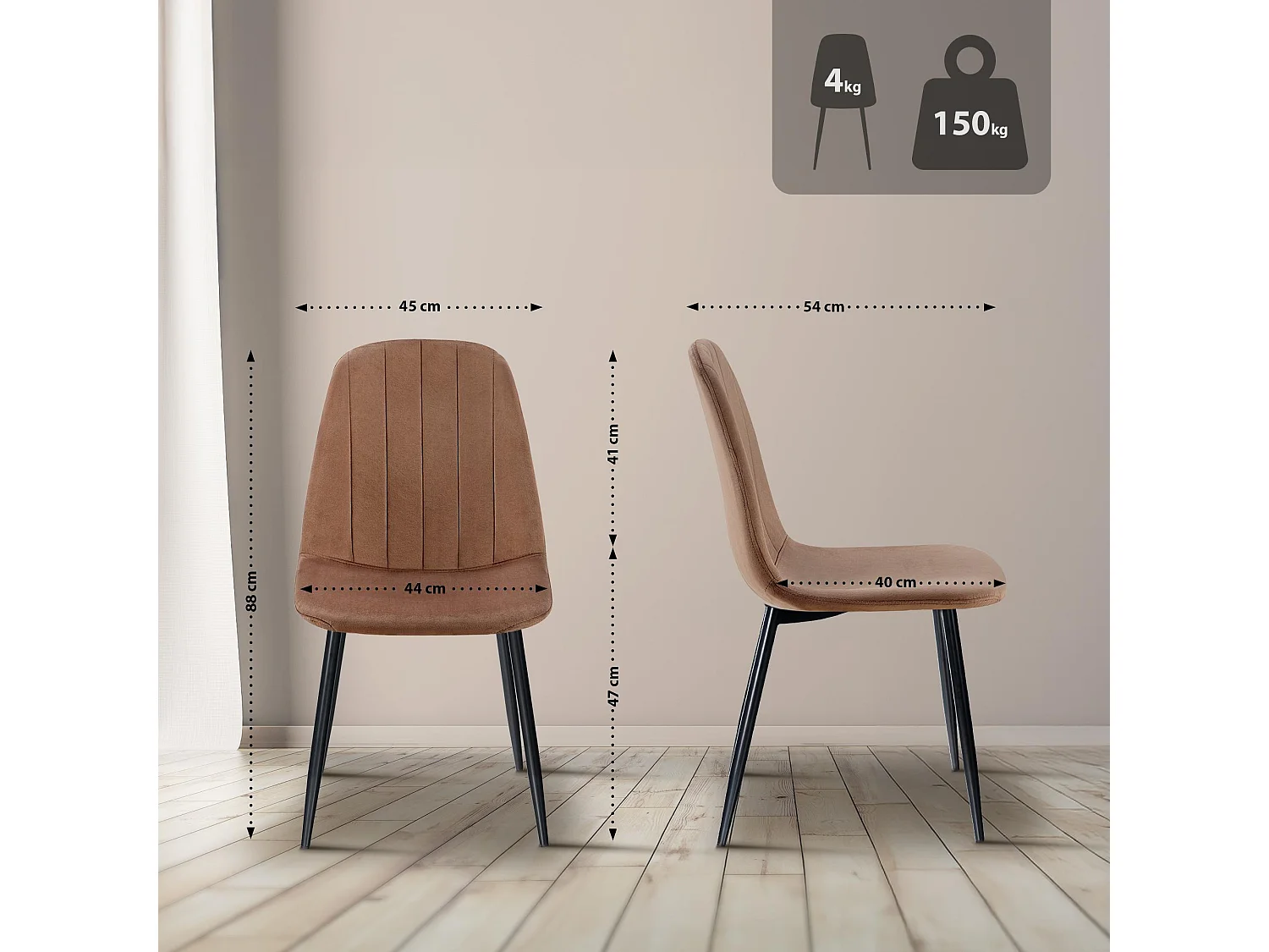 chaise salle à manger - Métal - Marron - Baxter