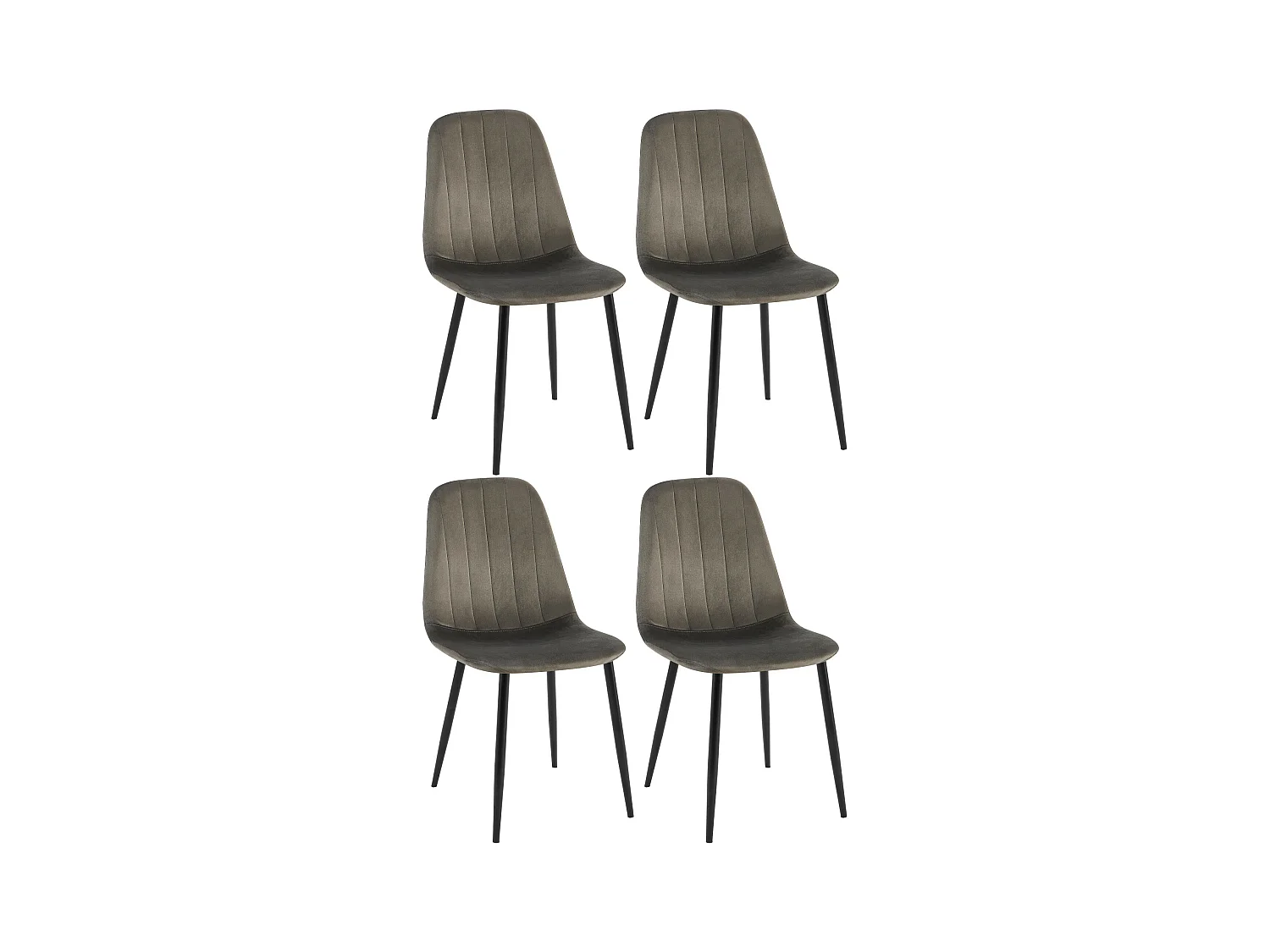 Lot de 4  chaise salle à manger - Velours & Chrome - Anthracite - Baxter