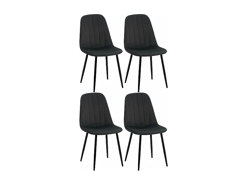 Lot de 4  chaise salle à manger - Velours - Noir - Baxter