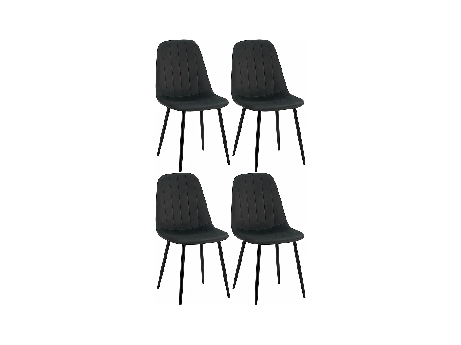 Lot de 4  chaise salle à manger - Velours - Noir - Baxter