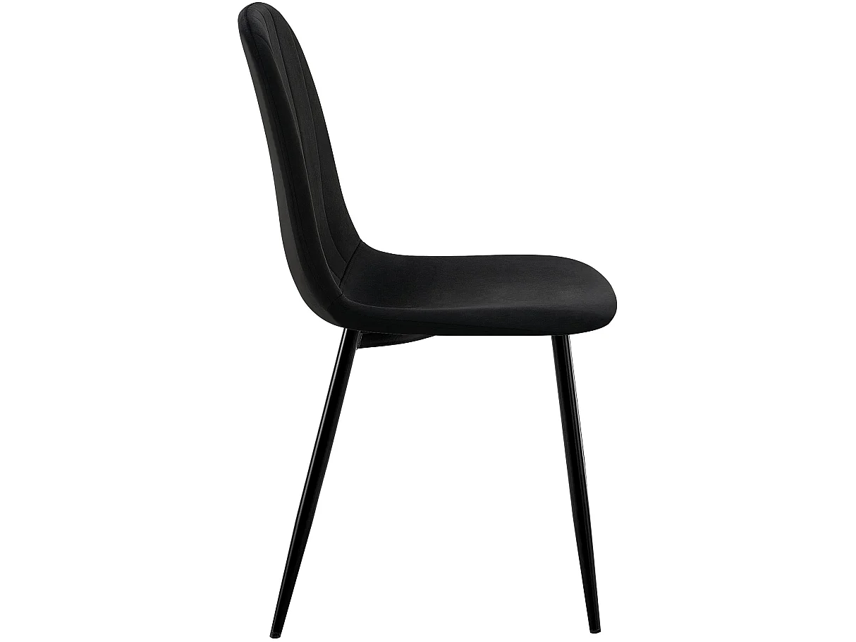 Lot de 4  chaise salle à manger - Velours - Noir - Baxter