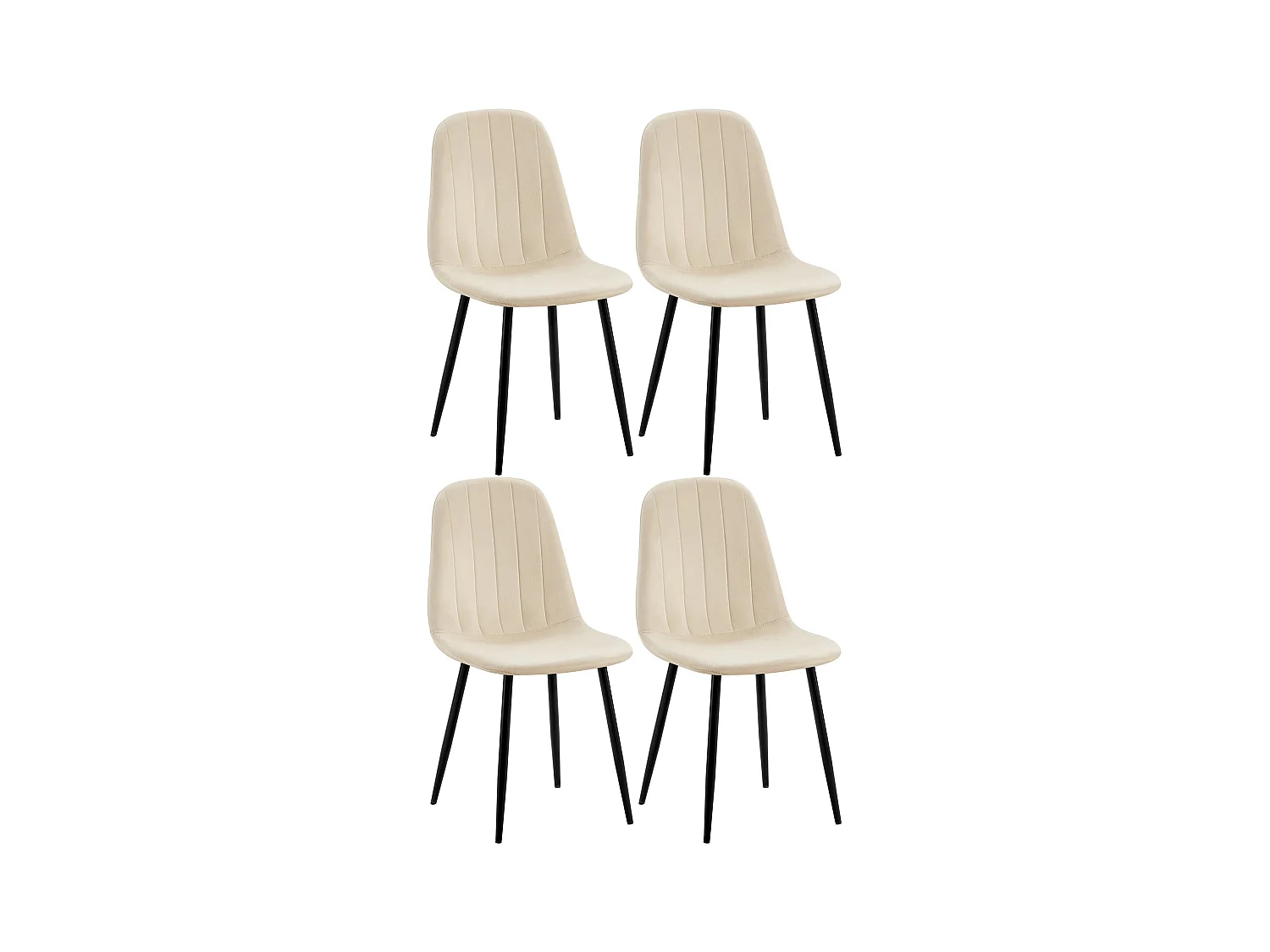 Lot de 4  chaise salle à manger - Velours - Crème - Baxter