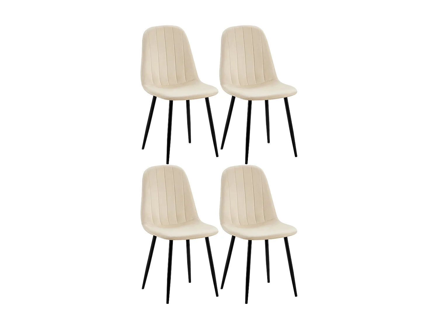 Lot de 4  chaise salle à manger - Velours - Crème - Baxter